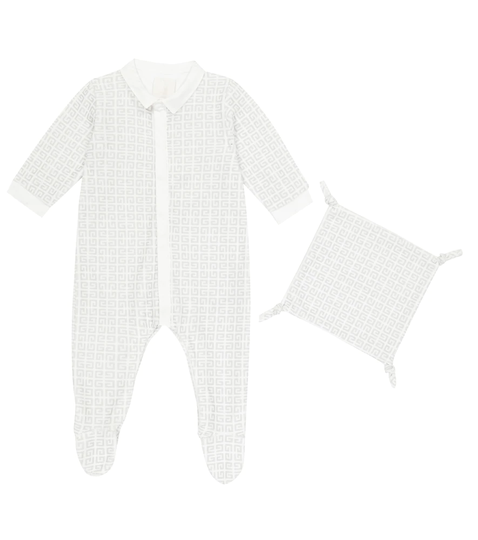 Baby printed onesie and bib set