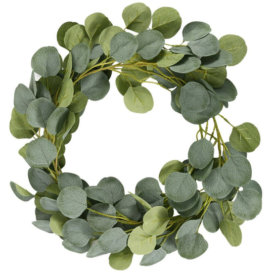 (Round leaf) Artificial Eucalyptus Garland Hanging Vine Ivy Leaves Trailing Plant 7FT