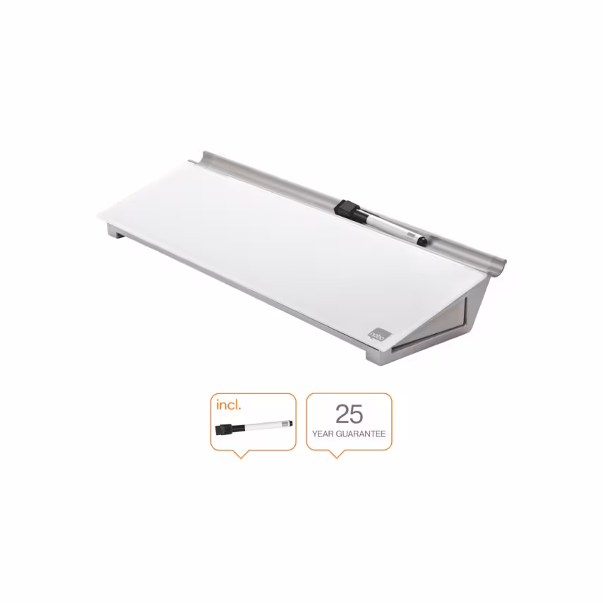 Nobo Glass Dry Wipe Notepad with Draw, White, Desktop Whiteboard