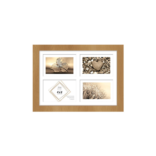 (Wood) Classic Multi-Frame Black White Or Wood Holds 4 x 4x6" Photos Memories Captured