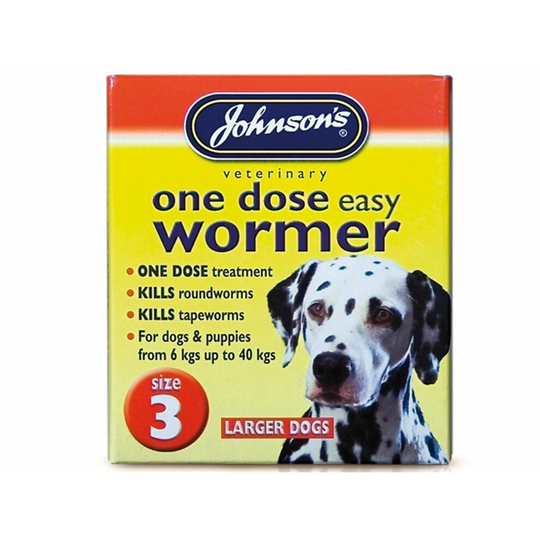 Johnson's Size 3 Large Dog One Dose Easy Wormer Tablet Worming Tablet Dog Dewormer Tablets