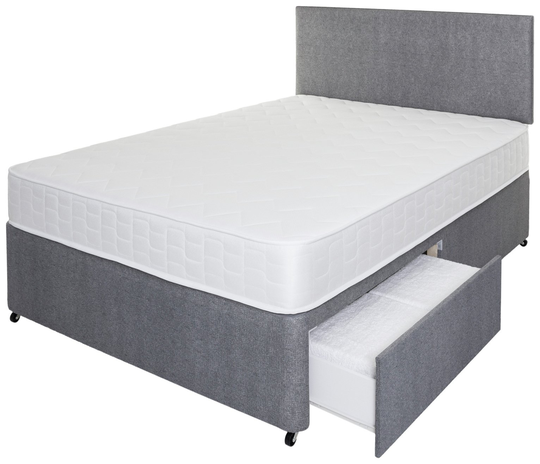 Argos Home Elmdon Memory 2 Drawer Kingsize Divan - Grey