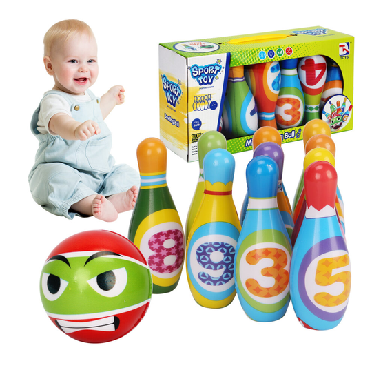 12 Pack Kids Foam Bowling Set Games Summer Family Fun Skittles