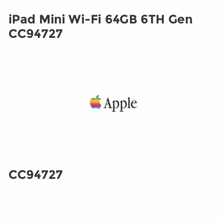 Apple iPad Mini Wi-Fi 64GB 6TH Gen CC94727