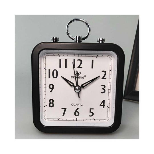 (Black) Home Easy To Read Alarm Clock Small Bedside No Tick Dispaly Time Travel Portable