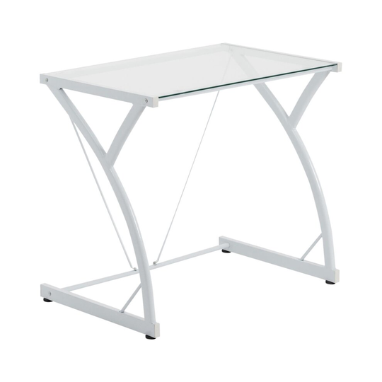 Glass Laptop Desk Computer Home Office University Student Study Z Table - White