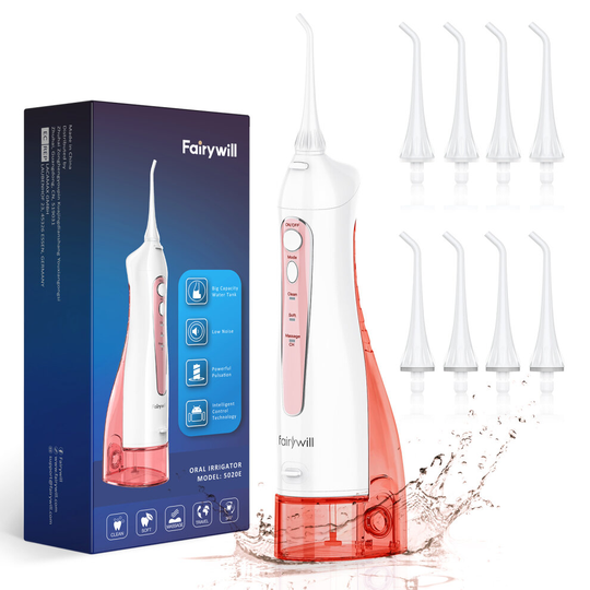 Fairywill Cordless Dental Water Flosser Pick Teeth Cleaner 8 Jet Tips
