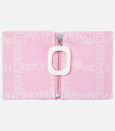 Zipped logo wool neckband