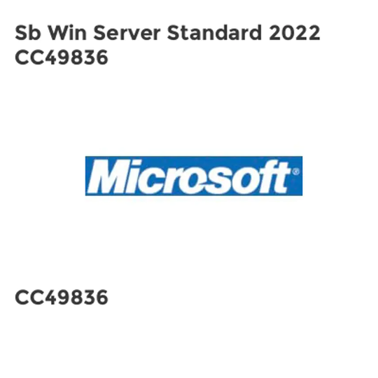 Microsoft Sb Win Server Standard 2022 CC49836