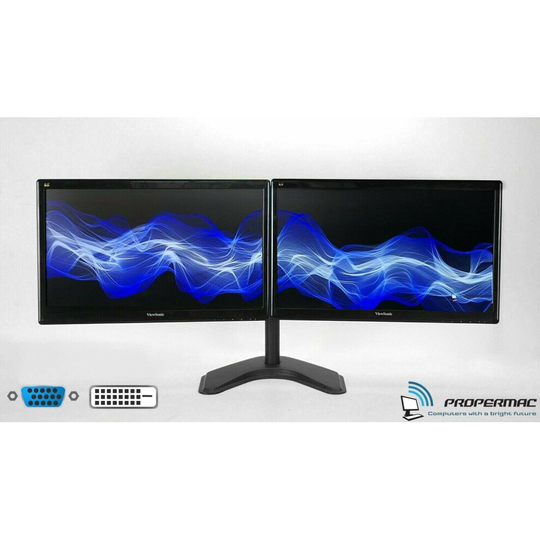 Dual Monitor Screen Bundle 2 x 24" New Stand VGA DVI DVI To HDMI Cable
