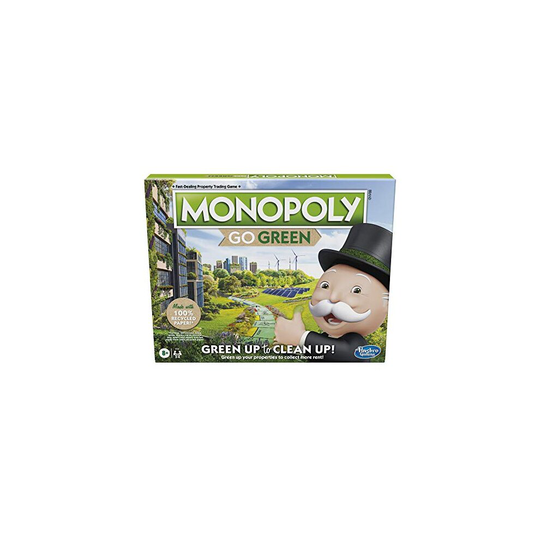 Monopoly: Go Green Edition Game Made with 100% Recycled Paper Parts and Plant-Based Plastic Tokens, Board Game for Families Ages 8 and Up