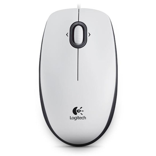 Logitech B100 Ambidextrous Wired USB A Optical 800 DPI White Mouse for Business
