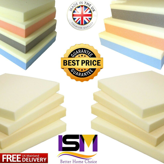 (16x16x2") Memory Foam Cut to Size Seat Pad All Sizes