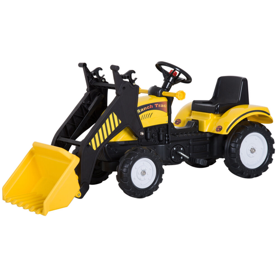 HOMCOM Pedal Go Kart Child Ride On Excavator W/ Front Loader Digger