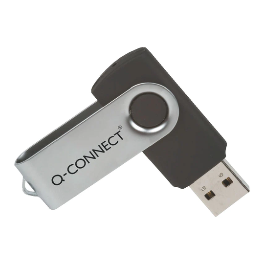 Qconnect 16GB USB 2.0 Swivel Flash Drive Silver/Black