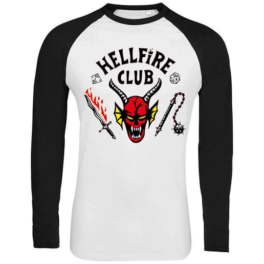 (XL Long Sleeve T-Shirt) Unisex Adults Hellfire Club Top | Stranger Things Season 4 Costume