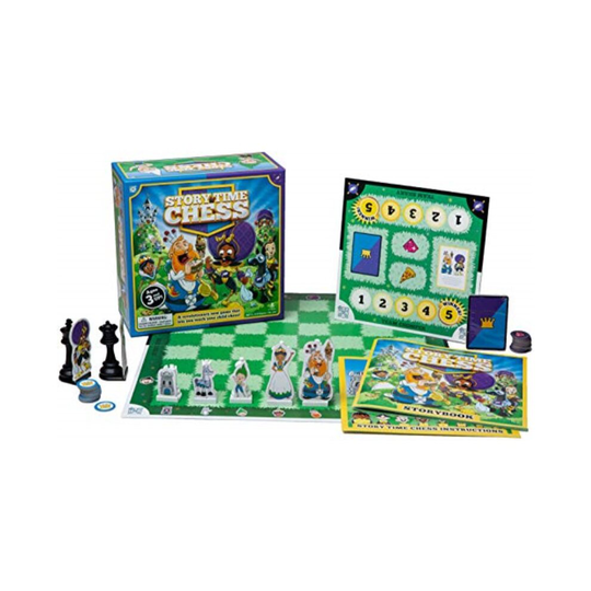 Story Time chess - Beginner Story and character Educational chess game - Starting at 3 Years Old - Dual Sided Pieces, 30 Mini games