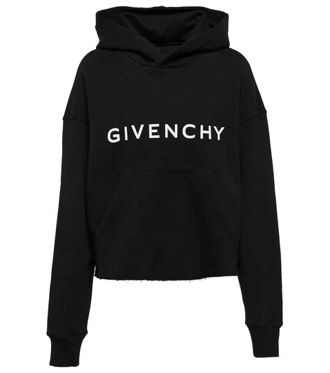 Cropped cotton fleece sweatshirt