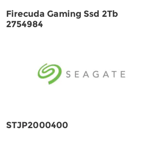 Seagate Firecuda Gaming Ssd 2Tb 2754984