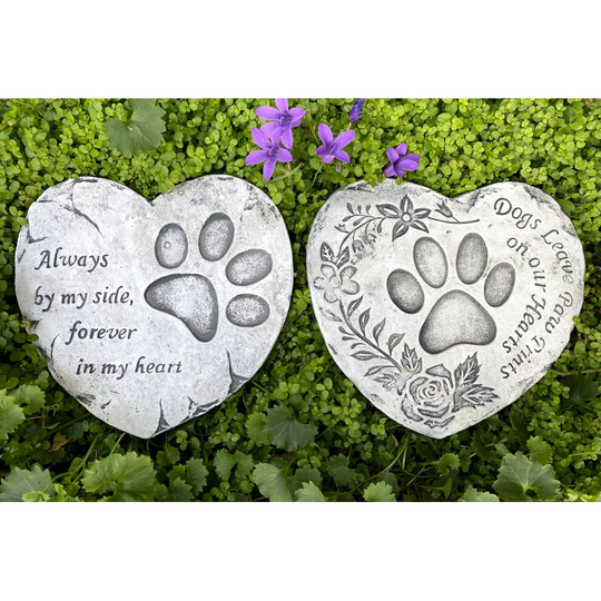 Set Of 2 Pet / Dog Heart Quote Garden Memorial Grave Remembrance Stones Plaques 16cm