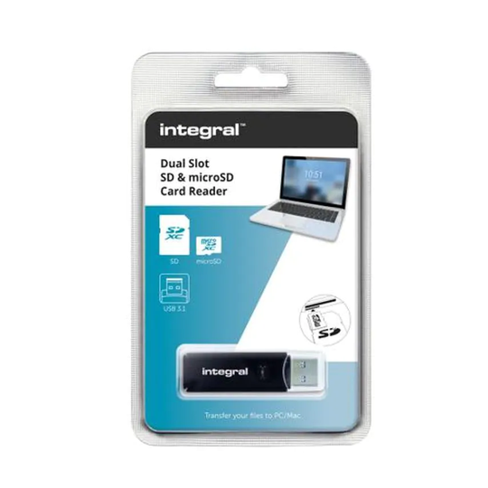 Integral Memory Card Reader SD and Micros Formats USB 3.0 Dual Slot Ref INCRUSB3
