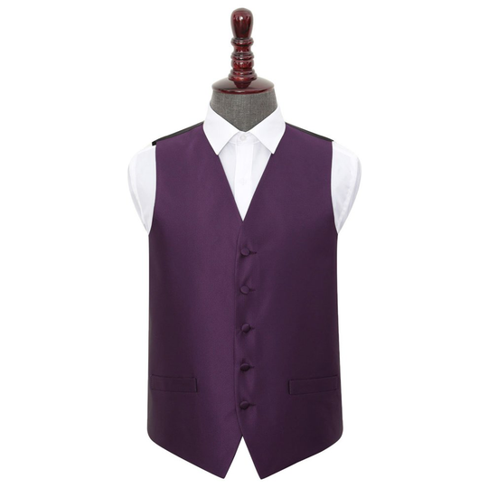 Cadbury Purple Solid Check Wedding Waistcoat 42'