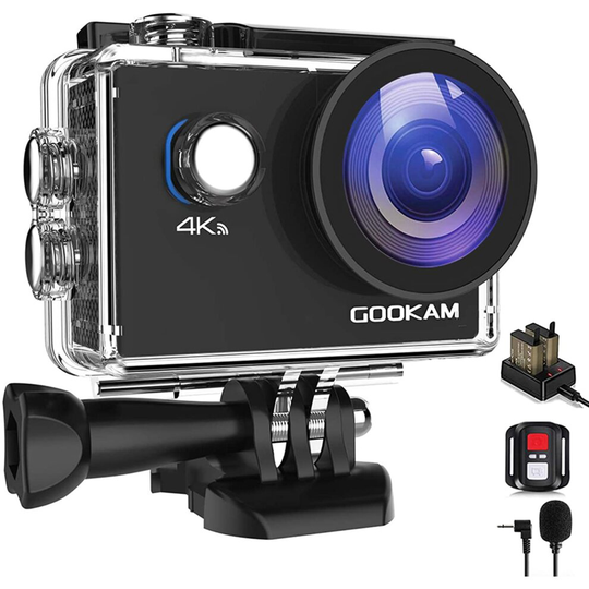 GOOKAM 4K 20MP Sport Action Camera WiFi Underwater 40M Waterproof Camera 170Â Wide Angle 2'' LCD Screen w