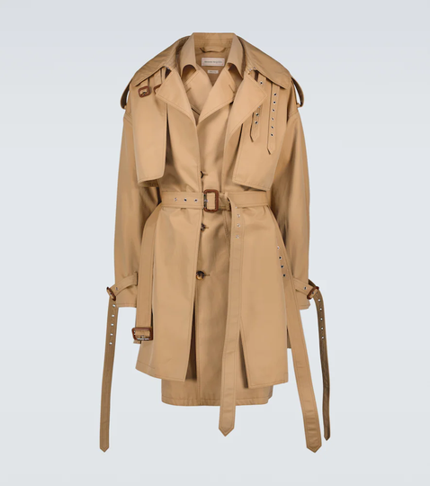 Cotton gabardine trench coat