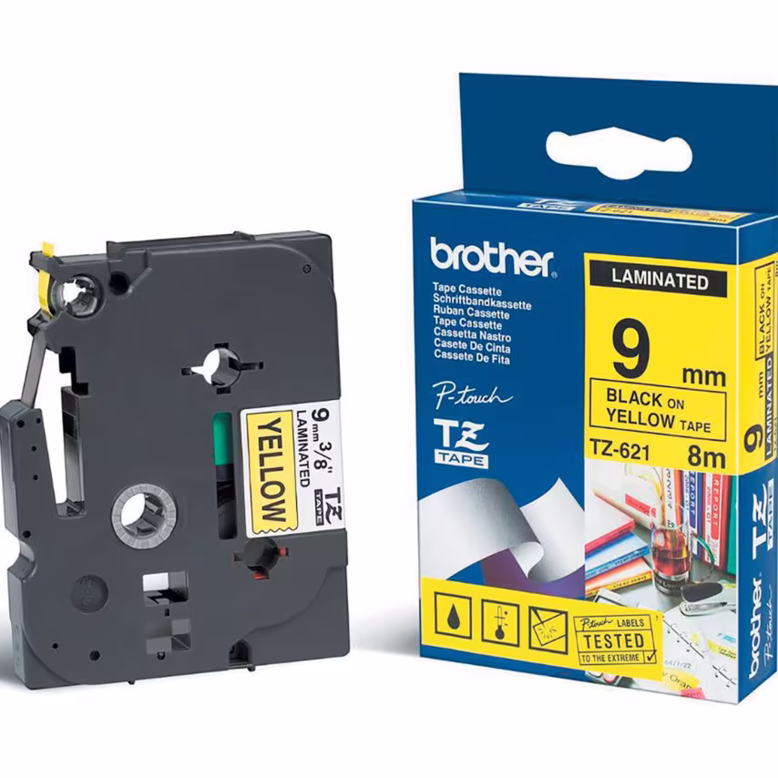 Brother MK621B P-touch Tape 9MM Black on Yellow