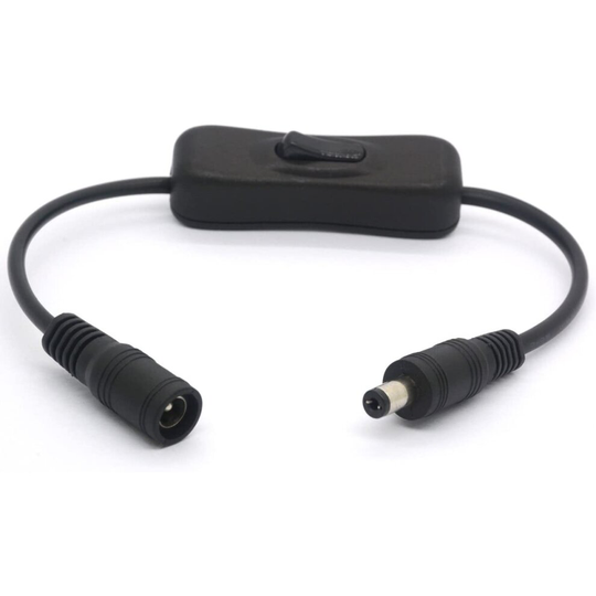 DC Power Extension Cord with Switch, DC switch Inline On/Off Cable Male to Female Jack for CCTV Cameras LED Strip Tape Light and other DC power Connec