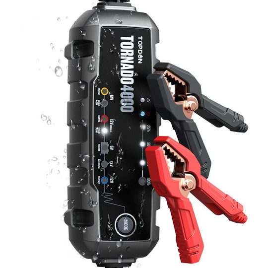 Car Battery Charger, 10-step 4Amp Automatic Portable Battery Charger Maintainer, Topdon 6V/12V Smart&Advanced Trickle Charger