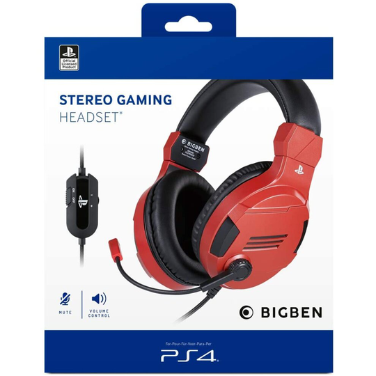 Official Licensed Red Stereo Gaming Headset for PS4