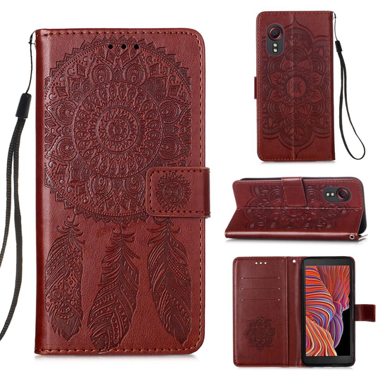 Premium PU Leather Samsung Galaxy X Cover 5 case Card Holder Brown