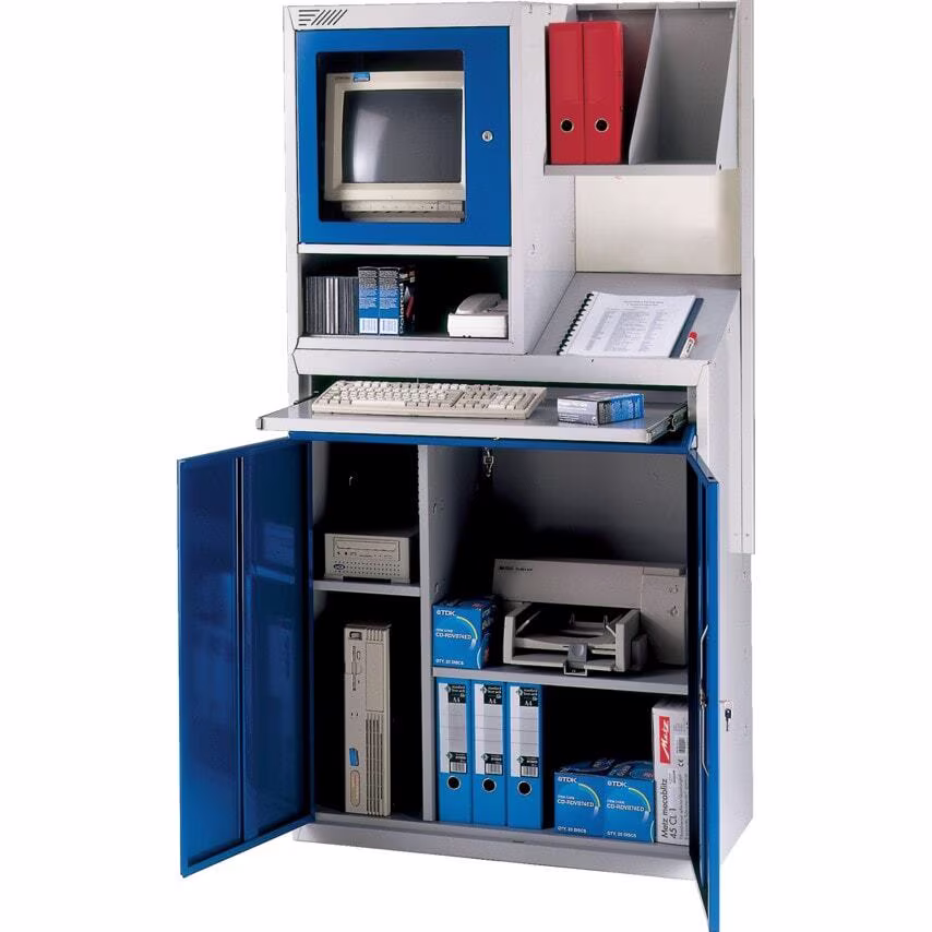 Matlock 1800 x 915 x 522mm Tall Computer Workstation Light Grey/Blue