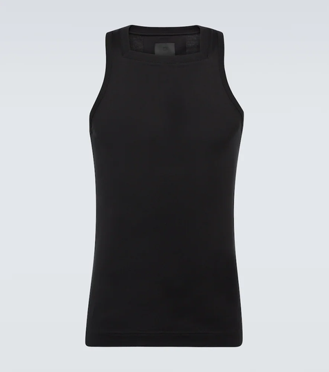 Square-neck cotton tank top