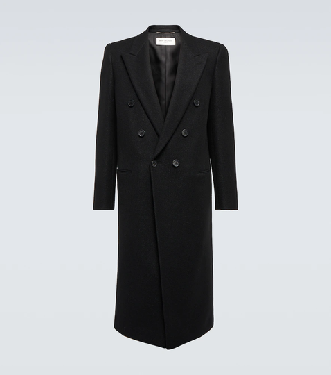 Double-breasted wool-blend overcoat