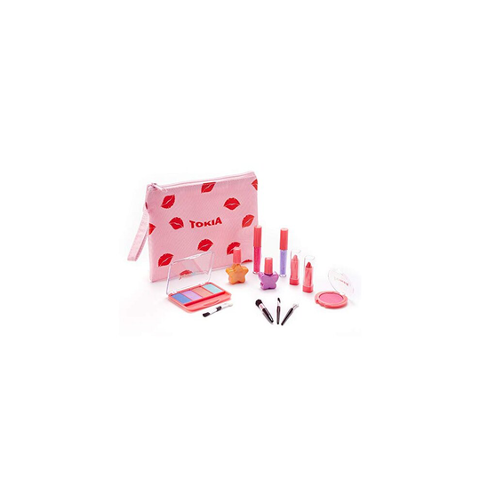 Tokia Kids Makeup Kit For Girl, Washable Non-Toxic Little Girl Makeup Set With Cosmetic Bag