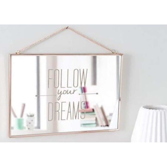 Wall Mirror 20cm X 30cm X 1cm Decorative Follow Your Dream Mirror