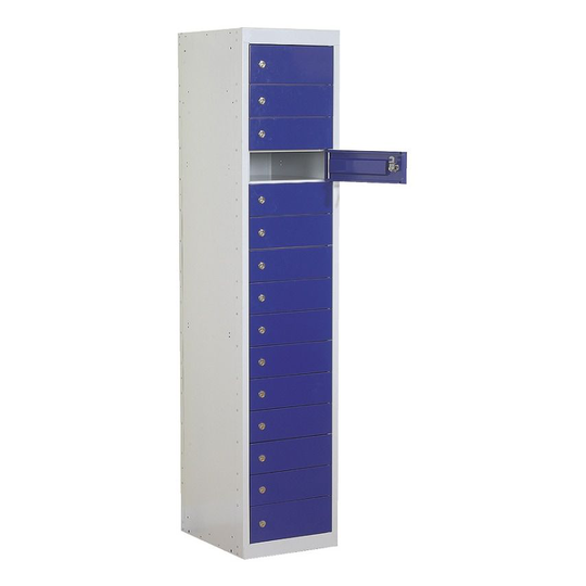 Link51 1778 x 381 x 457mm 15 Door/15 Compartment Laptop Storage Locker, Grey/Blu