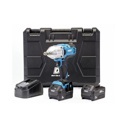 Draper D20 20V BRUSHLESS 1/2" MID-TORQUE IMPACT WRENCH 2x 3AH BATTERIES CHARGER