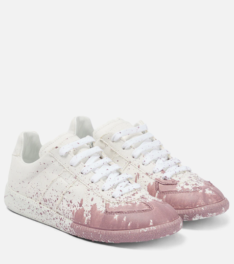 Printed leather sneakers