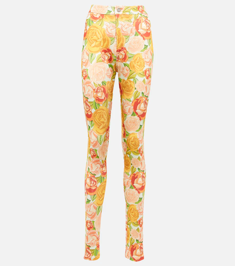 Floral jersey slim pants
