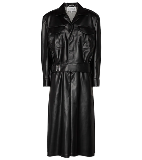 Faux leather midi dress