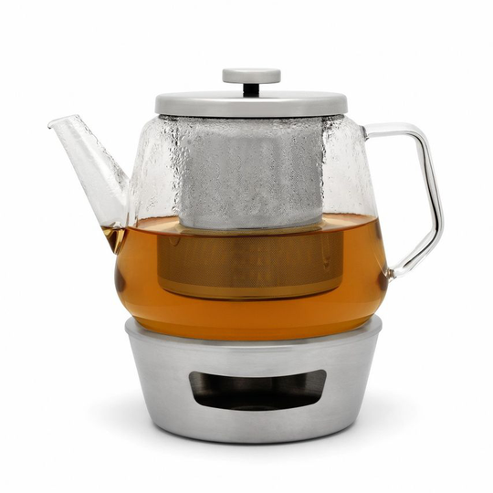 Bredemeijer Tea Set Bari Design Single Wall Glass Teapot 1.5L with Stainless Ste