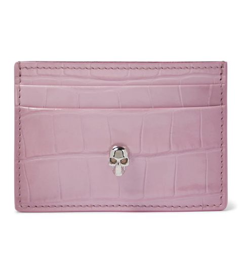 Croc-effect leather card holder