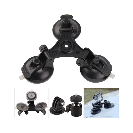 Triple Car Glass Window Suction Cup Windscreen Dash Mount for GoPro 3 4 5 UK