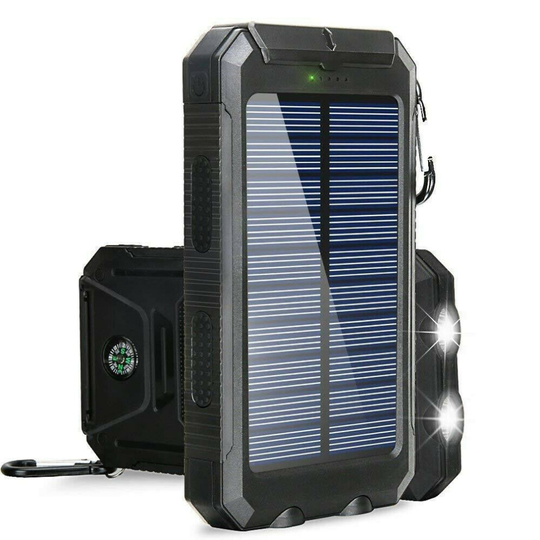 30000mAH Solar Power Bank 2 USB Fast Charging External Battery Charger