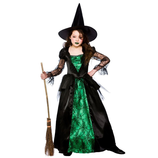 (Large) Kids Deluxe Emerald Witch Costume | Halloween
