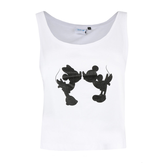 (MED) Disney Ladies - Mickey & Minnie Mouse Silhouette - Vest - White