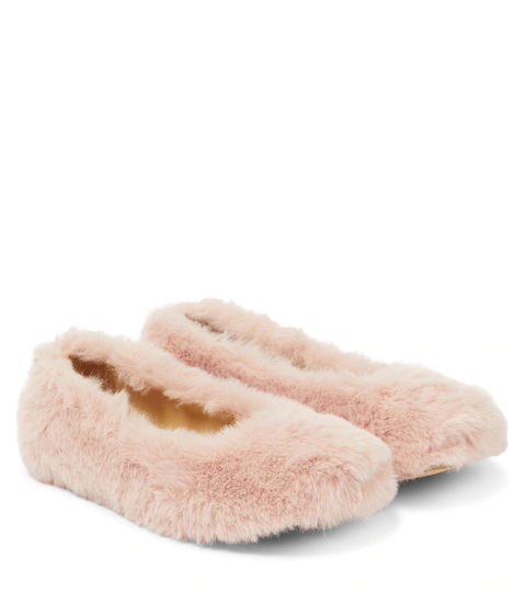 Faux fur flats